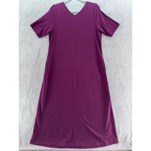 J Jill Dress Womens M Purple Maxi Dress A-Line Pockets V-Neck Short Sleeve - Picture 6 of 13